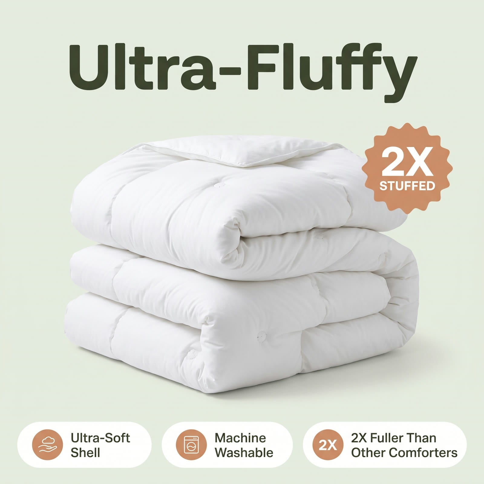 Ultra-fluffy, 2X stuffed: the folded white napvila Cloud Comforter